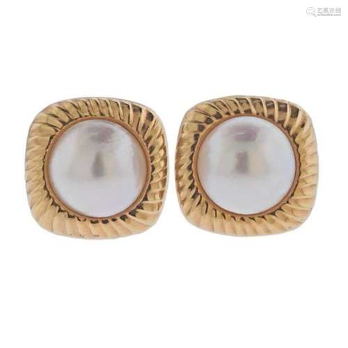 14k Gold Mabe Pearl Large Earrings