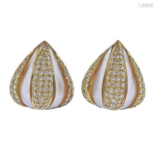 Ferran Garreta 18k Gold Diamond Pearl Earrings