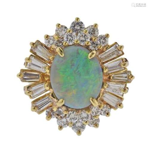 18k Gold Diamond Opal Cocktail Ring