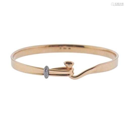 Georg Jensen Torun 18k Rose Gold Diamond Hook Bracelet