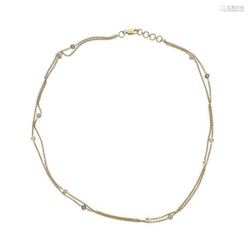 18k Gold Diamond Station Necklace