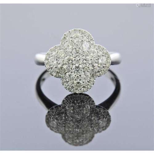 14k Gold Diamond Cluster Ring