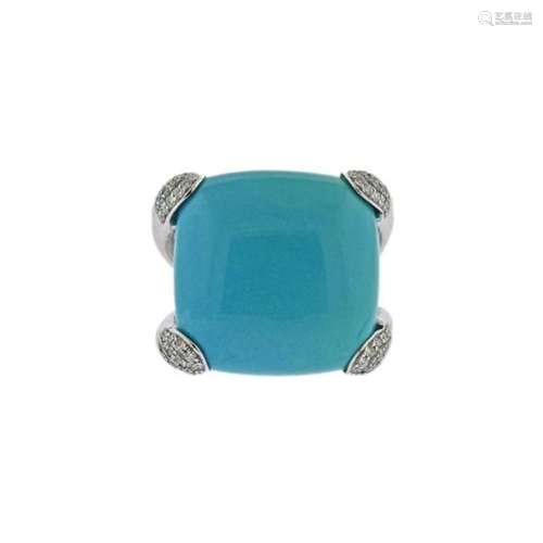 18k Gold Turquoise Diamond Cocktail Ring