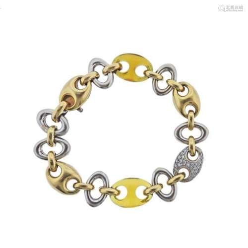 18k Gold Diamond Citrine Link Bracelet