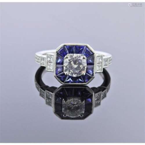 Simon G 18k Gold Diamond Sapphire Engagement Ring Setting