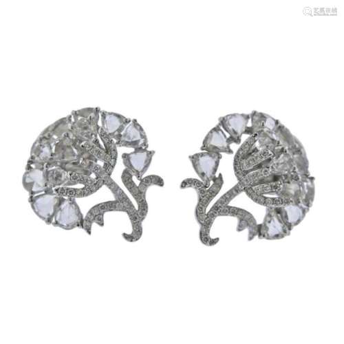 3.64ct Diamond Floral Gold Earrings