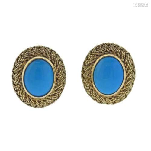 Italian 18k Gold Turquoise Earrings