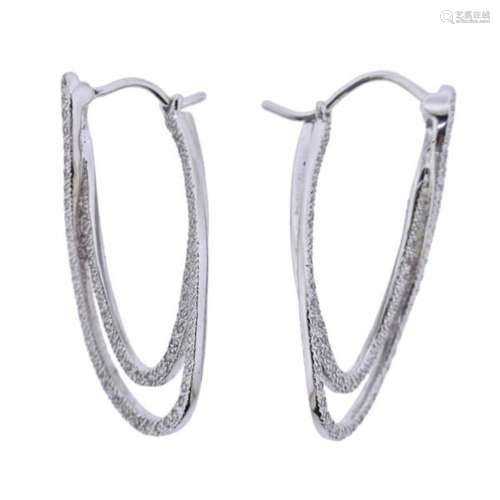 18k Gold Diamond Twisted Hoop Earrings