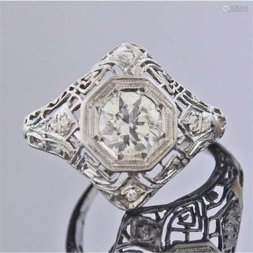 Antique Art Deco Diamond Platinum Engagement Ring