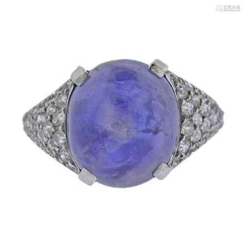 Cartier 11.54ct Star Sapphire Cabochon Diamond Ring