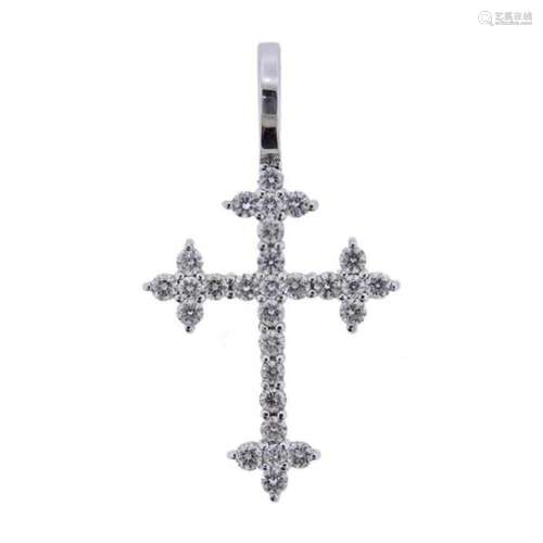 14k Gold Diamond Cross Pendant