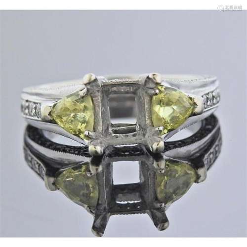 14k Gold Yellow Sapphire Diamond Engagement Ring Setting