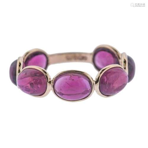 5.95ctw Rubellite 18k Gold Band Ring