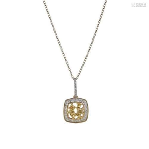 Kallati Gold Fancy White Diamond Pendant Necklace