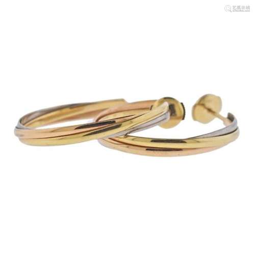 Cartier Trinity 18k Tri Color Gold Hoop Earrings