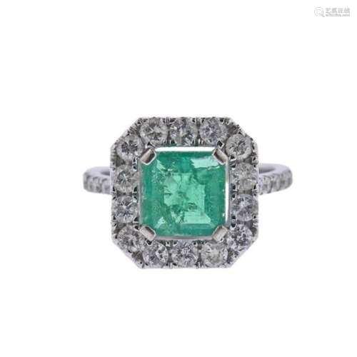 18k Gold Diamond Emerald Ring