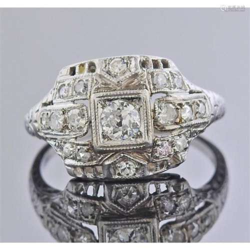 Art Deco Platinum Diamond Engagement Ring