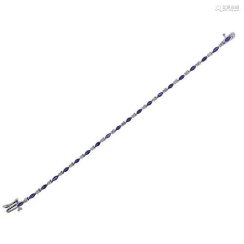 14k Gold Diamond Sapphire Bracelet