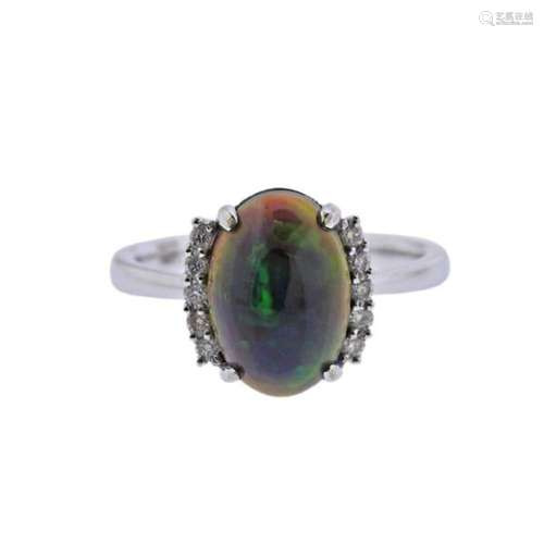 2.85ct Black Opal Diamond Gold Ring