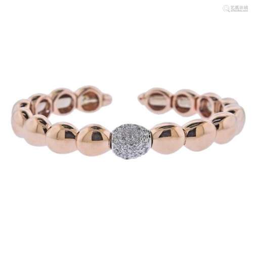 14k Rose Gold Diamond Cuff Bracelet