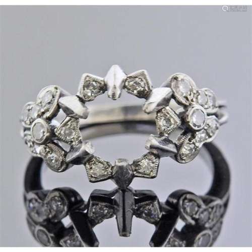 Midcentury Platinum Diamond Ring Setting