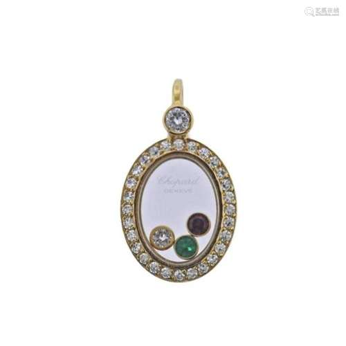 Chopard Happy Diamonds Gold Ruby Emerald Pendant