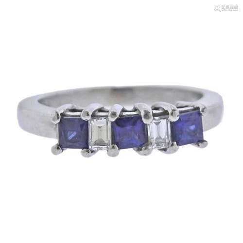 Platinum Diamond Sapphire Ring