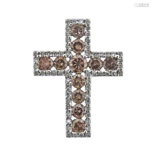 18k Gold Fancy Diamond Cross Pendant