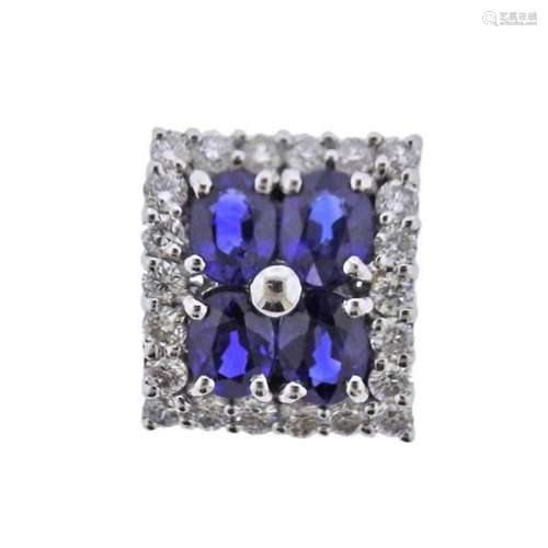 18k Gold Diamond Sapphire Slide Small Pendant