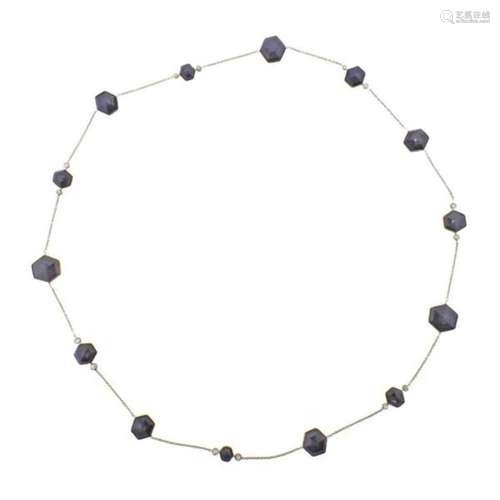 18k Gold 61.50ctw Gray No Heat Sapphire Diamond Necklace