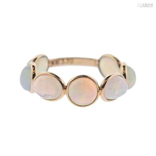 18k Gold 3.70ctw Opal Cabochon Band Ring