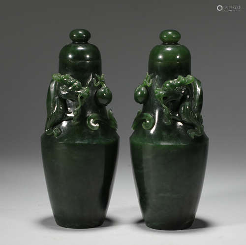 Qing Dynasty hetian jade erlong opera bead to appreciate a b...