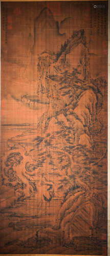 Huang Gongwang landscape vertical scroll on silk