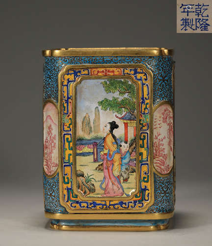 Qing Dynasty Qianlong year cloisonne window painting enamel ...