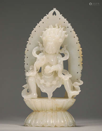 White jade Buddha statue in Hotan, Qing Dynasty