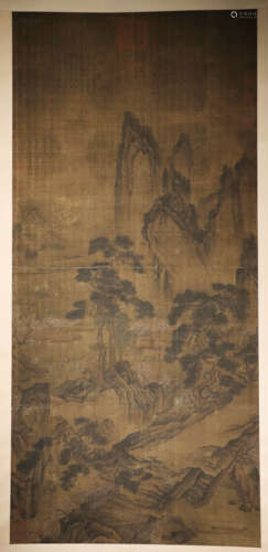 Tang Yin landscape scroll on silk