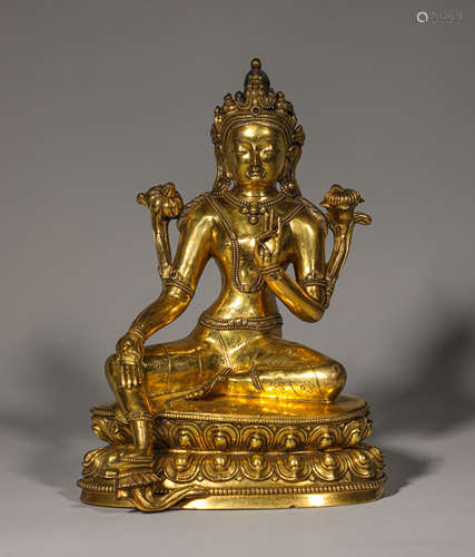 Gilded bronze tara from the Qing Dynasty