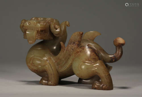 Ancient Chinese topaz running beast from Hetian
