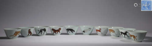 A set of animal teacups from the Qing Dynasty