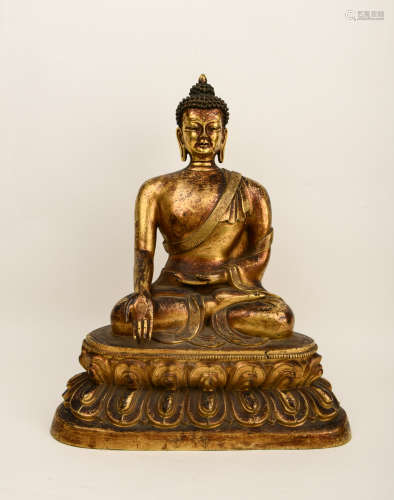 Bronze gilt Shakyamuni Buddha