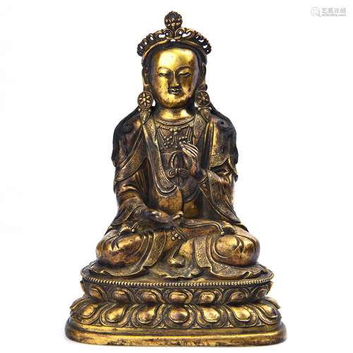 Bronze gilt guanyin of qing Dynasty