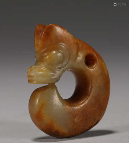 Ancient Chinese jade pig dragon topaz