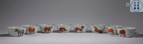 A set of eight Juntu tea cups in qing Dynasty