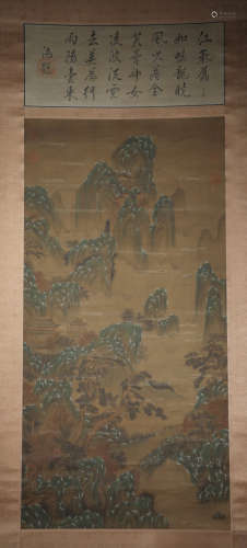 Qiu Ying castle peak snow and silk scroll