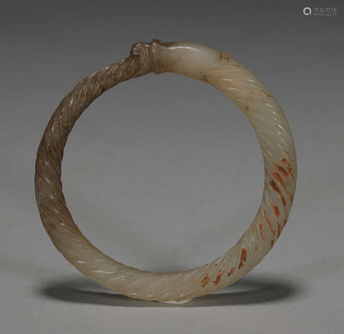 Ancient Chinese dragon-shaped twisted silk ring