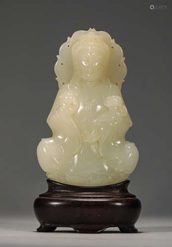 Hetian white jade Guanyin ornaments