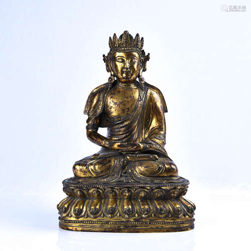 Bronze gilt treasure crown amitabha Buddha