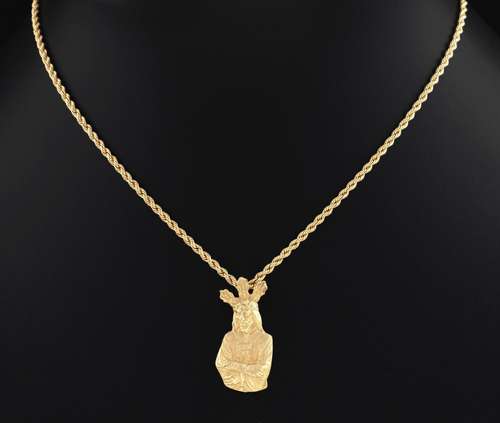 COLGANTE DE CRISTO CON CADENA EN ORO AMARILLO 18 KT Realizad...