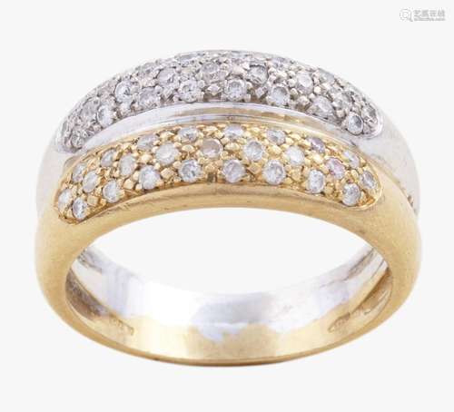 SORTIJA CON DIAMANTES EN ORO BICOLOR 18 KT Realizada en oro ...