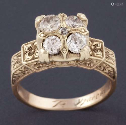 SORTIJA CON DIAMANTES EN ORO AMARILLO 18 KT Realizada en oro...